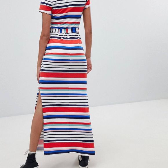 New Look Striped V Neck T Shirt Maxi Dress - Picture 4 of 4